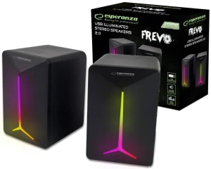 Speakers 2.0  esperanza frevo egs105, 5w (2 x 2.5w), led rainbow lighting, volume control, built in amplifier, power supply: 5v, they require: usb and Thumbnail 2