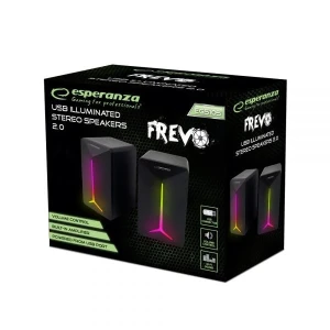 Speakers 2.0  esperanza frevo egs105, 5w (2 x 2.5w), led rainbow lighting, volume control, built in amplifier, power supply: 5v, they require: usb and Thumbnail 3