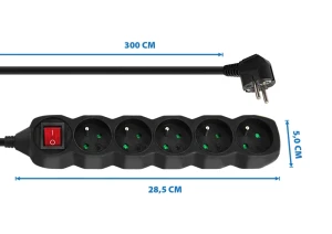 Prelungitor сг protectie esperanza elk215k, 3.0m, 5 sockets, switch on/off, 16a, black Thumbnail 3