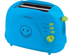 Toster esperanza smiley ekt003b blue, 750w, 3 in 1, toasting, reheating, defrost frozen bread, designed to prepare thick and thin toast, electronic ti