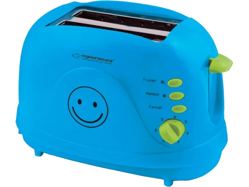 Toster esperanza smiley ekt003b blue, 750w, 3 in 1, toasting, reheating, defrost frozen bread, designed to prepare thick and thin toast, electronic ti 2