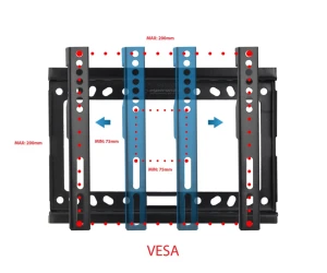 Esperanza tv-wall mount perses erw013 for 14-50", max load 25kg, vesa 75x75-200x200mm, distance of tv from wall: 24mm, level included, weight: 380g Thumbnail 4