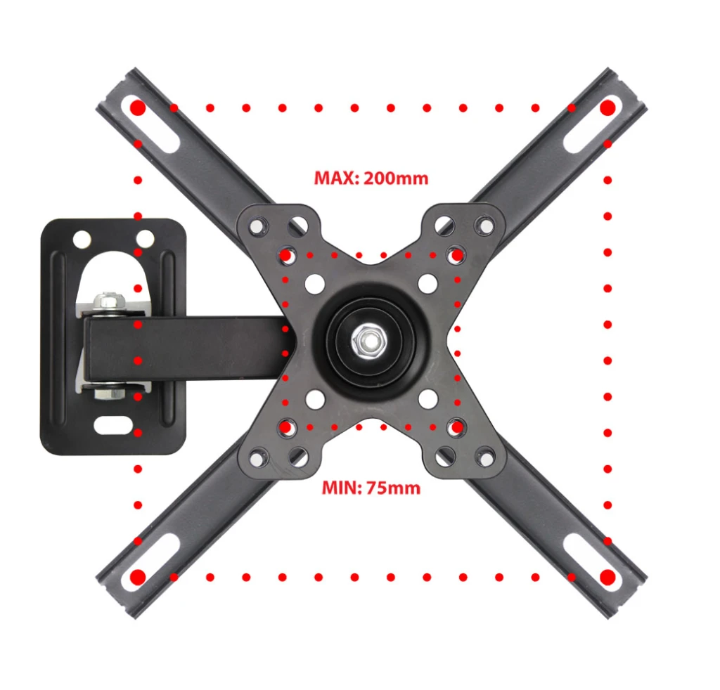 Esperanza tv-wall mount horus erw011 for 12-50", max load 20kg, vesa 75x75-200x200mm, distance of tv from wall: 55-220mm, tilt adjustment up to 25°, h 4