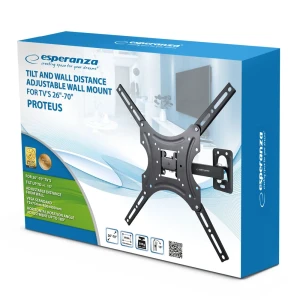 Esperanza tv-wall mount proteus erw015 for 26-70", max load 30kg, vesa 75x75-400x400mm, distance of tv from wall: 110-465mm, tilt adjustment up to 15° Thumbnail 7