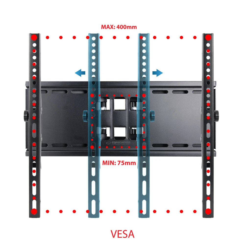 Esperanza tv-wall mount titan erw012 for 26-70", max load 55kg, vesa 75x75-400x400mm, distance of tv from wall: 110-465mm, tilt adjustment up to 15°, 6
