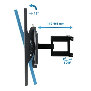 Esperanza tv-wall mount titan erw012 for 26-70", max load 55kg, vesa 75x75-400x400mm, distance of tv from wall: 110-465mm, tilt adjustment up to 15°, Thumbnail 4