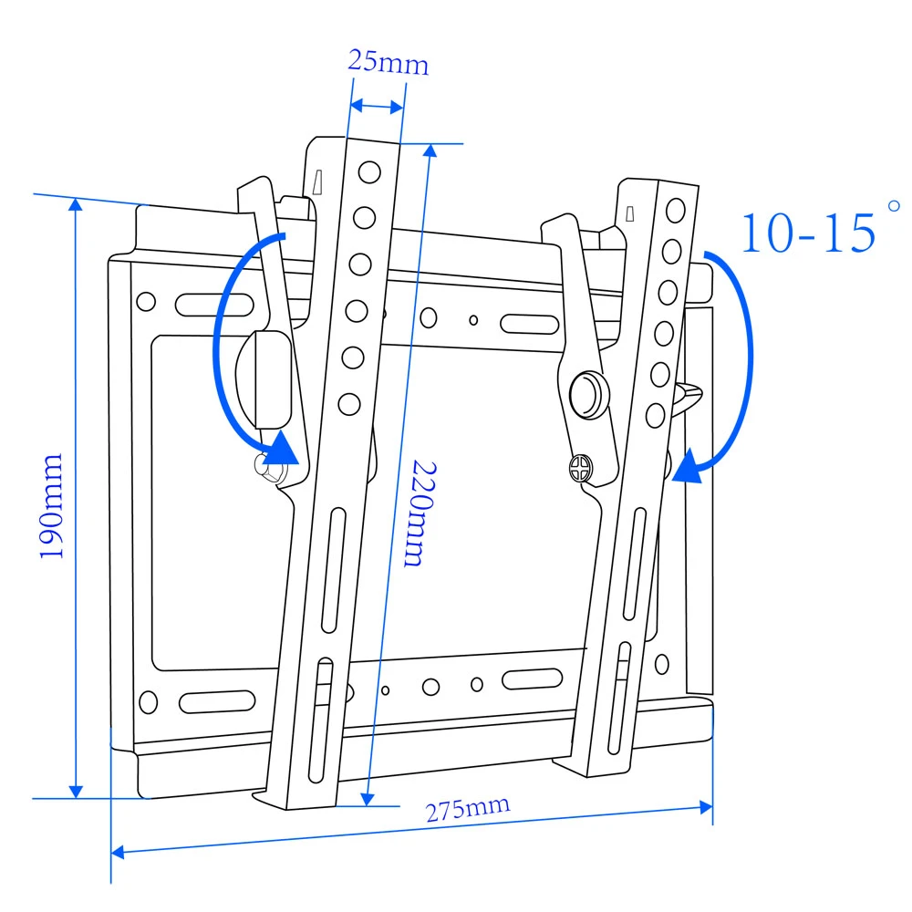 Esperanza tv-wall mount 001 erw001 for 14-50", max load 25kg, vesa 75x75-200x200mm, distance of tv from wall: 24mm, tilt adjustment up to 15°, level i 9