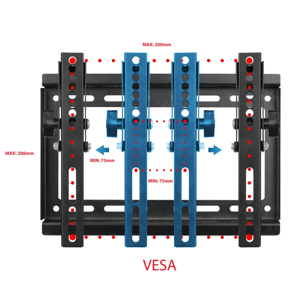 Esperanza tv-wall mount 001 erw001 for 14-50", max load 25kg, vesa 75x75-200x200mm, distance of tv from wall: 24mm, tilt adjustment up to 15°, level i 4