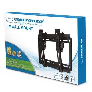 Esperanza TV-Wall Mount 001 ERW001 for 14-50", Max load 25kg, Vesa 75x75-200x200mm, Distance of TV from wall: 24mm, Tilt adjustment up to 15°, level i