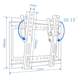 Esperanza tv-wall mount 001 erw001 for 14-50", max load 25kg, vesa 75x75-200x200mm, distance of tv from wall: 24mm, tilt adjustment up to 15°, level i Thumbnail 9