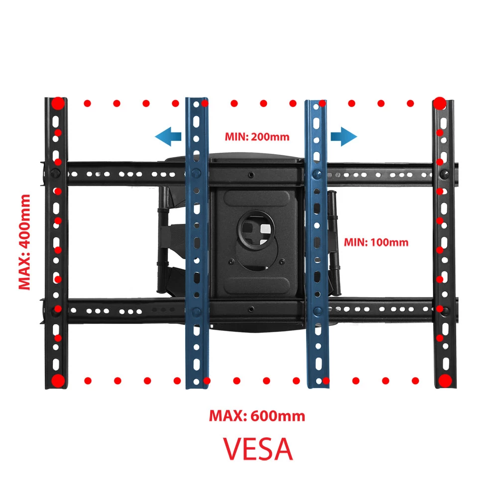 Esperanza tv-wall mount cronos erw021 for 40-85", max load 68kg, vesa 200x100-600x400mm, distance of tv from wall: 60-500mm, horizontal swivel adjustm 7