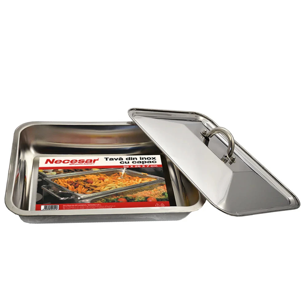 Tava din inox cu capac 35 x 26 cm 3