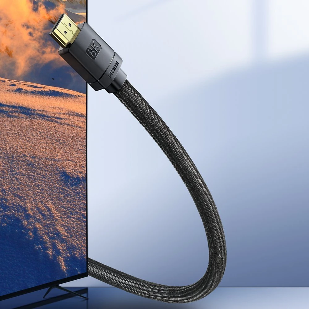 Cable hdmi m to hdmi m  2m  8k  baseus hight definition, ver. 2.1,  8k/60hz, 4k/120hz, 3d, hdr, 48gbps, gold-plated, cakgq-k01 7