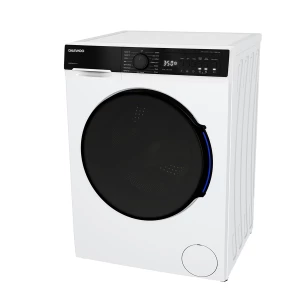 Masina de spalat rufe Daewoo DWD-CV7021,  7 kg / 1400rpm, 53cm, clasa A, motor inverter, Display, Panou negru + usa dubla neagra, 15 program, Alb