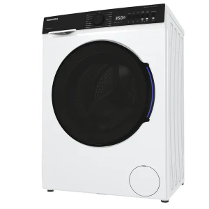 Masina de spalat rufe daewoo dwd-cv7021,  7 kg / 1400rpm, 53cm, clasa a, motor inverter, display, panou negru + usa dubla neagra, 15 program, alb