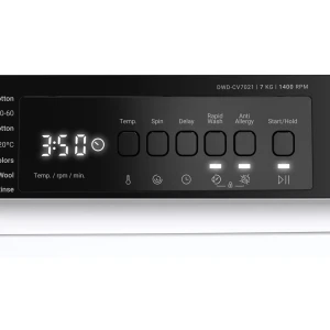 Masina de spalat rufe daewoo dwd-cv7021,  7 kg / 1400rpm, 53cm, clasa a, motor inverter, display, panou negru + usa dubla neagra, 15 program, alb Thumbnail 8