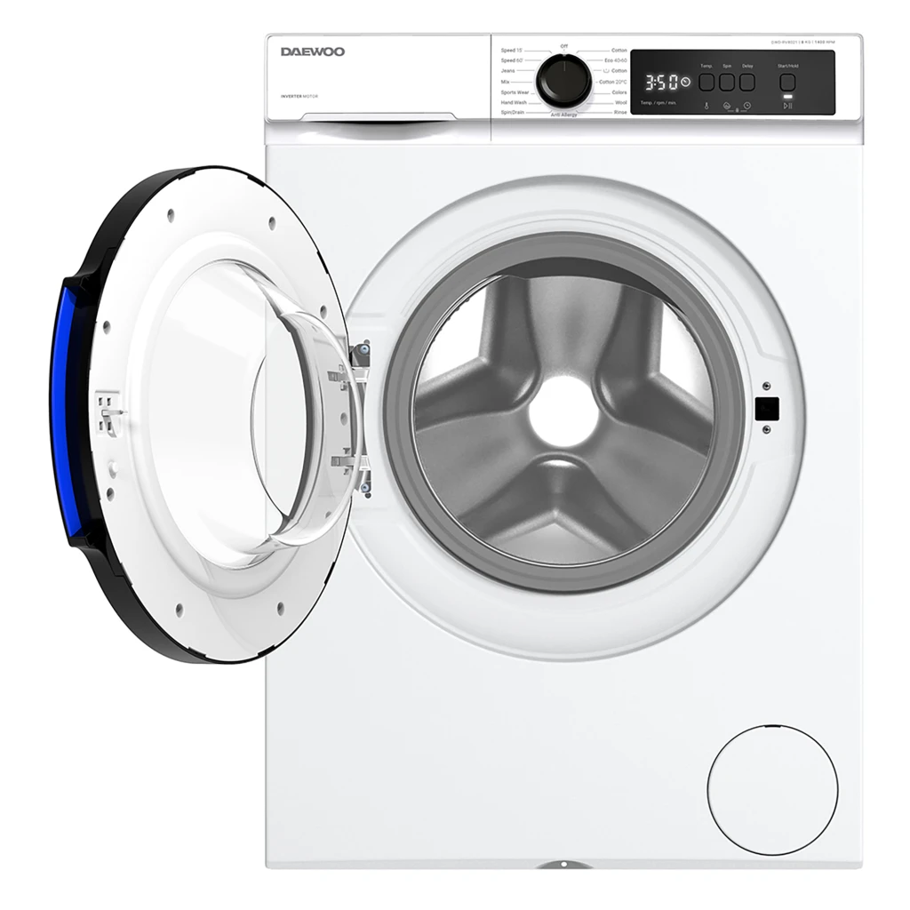 Masina de spalat rufe daewoo dwd-rv8021,  8 kg / 1400rpm, 53cm, clasa a, motor inverter, display 4