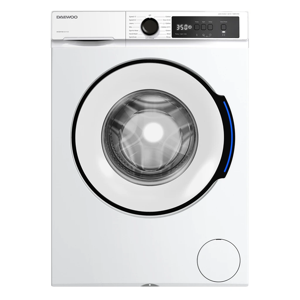 Masina de spalat rufe daewoo dwd-rv8021,  8 kg / 1400rpm, 53cm, clasa a, motor inverter, display 5
