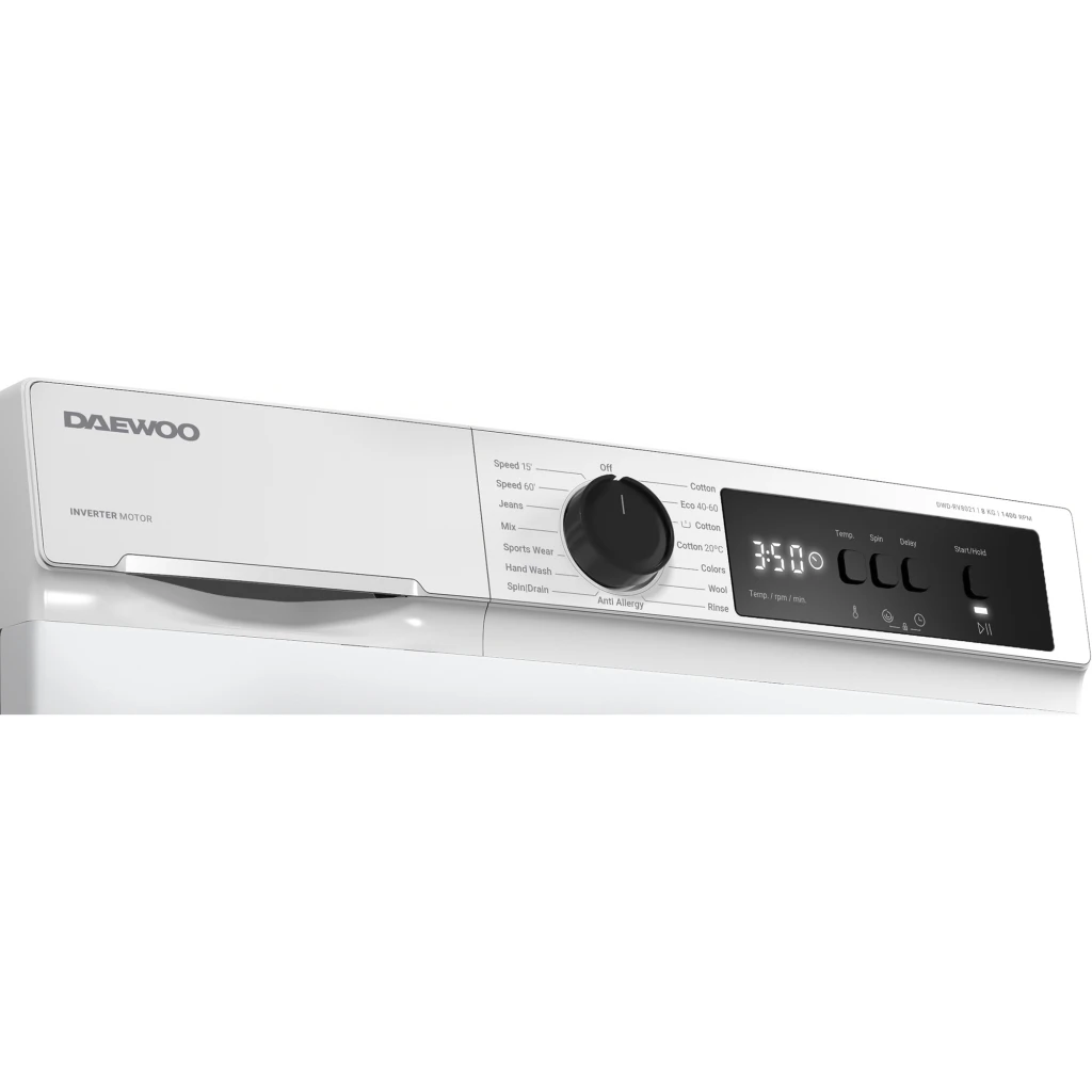 Masina de spalat rufe daewoo dwd-rv8021,  8 kg / 1400rpm, 53cm, clasa a, motor inverter, display 9