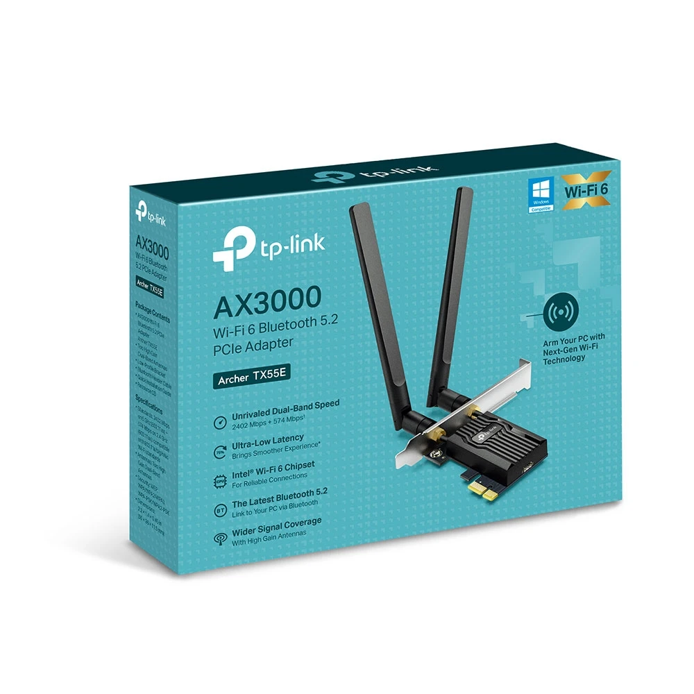 Сетевой адаптер pcie tp-link archer tx55e, pci-e 2