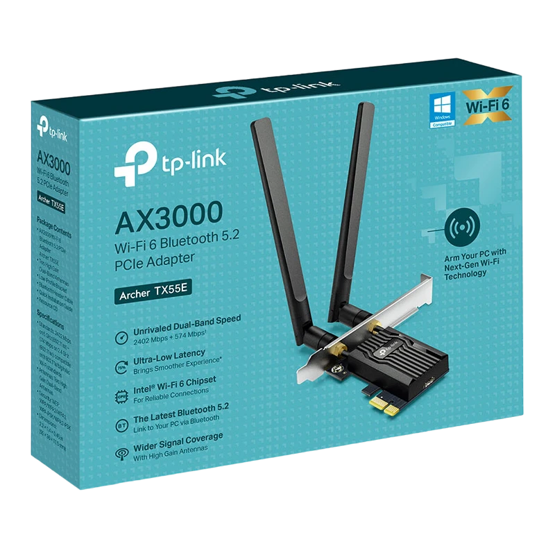 Сетевой адаптер pcie tp-link archer tx55e, pci-e 4