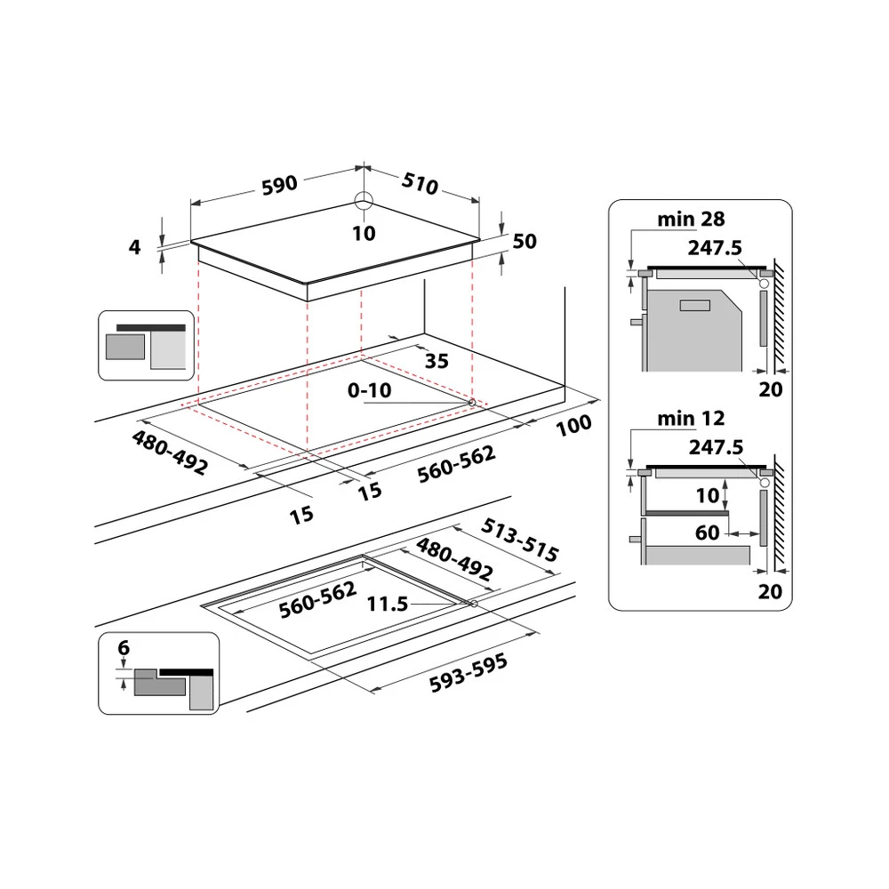 Plită cu inducție whirlpool wl b8160 ne, negru 2