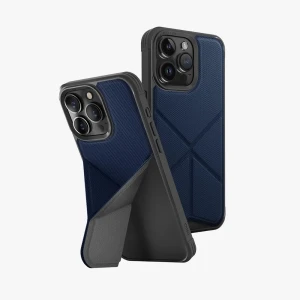 Uniq case hybrid magclick charging transforma for iphone 15 pro, blue