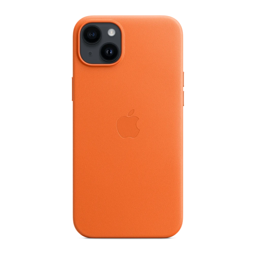 Case original leather with magsafe for iphone 15 plus/14 plus, orange 3