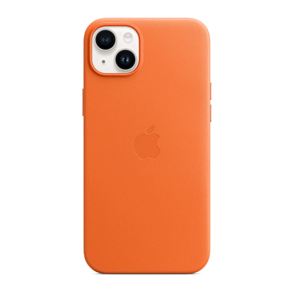 Case original leather with magsafe for iphone 15 plus/14 plus, orange 2