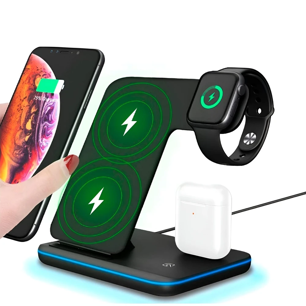 Wireless charger 3 in1 10w, black 2