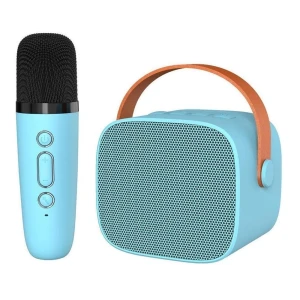 Ktv portable karaoke set microphone and speaker p2, 6w, blue