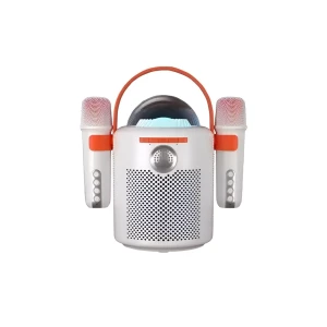 Ktv portable karaoke set with 2 microphone and speaker y11, 10w, white