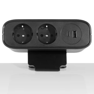 Omni power socket, eu plug, 2 socket, 1 usb, 1 type-c, black Thumbnail 2
