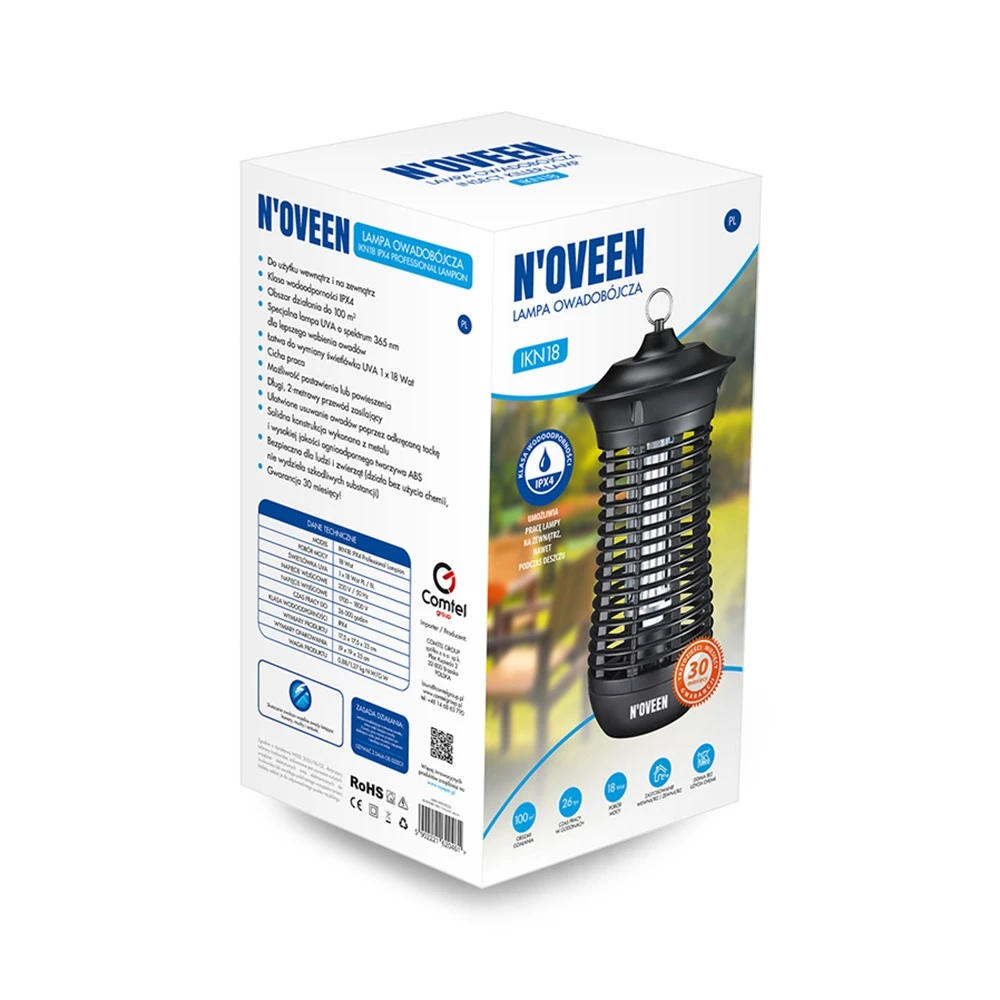 Noveen insect killer lamp ikn18 ipx4 professional lampion, area up to 100 m2 2