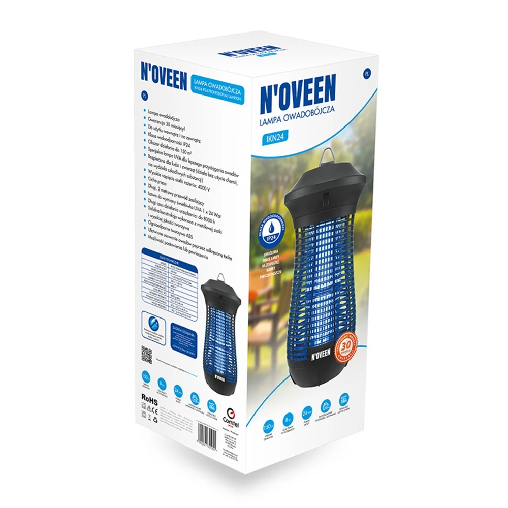 Noveen insect killer lamp ikn24 ipx4 professional lampion, area up to 150 m2 3