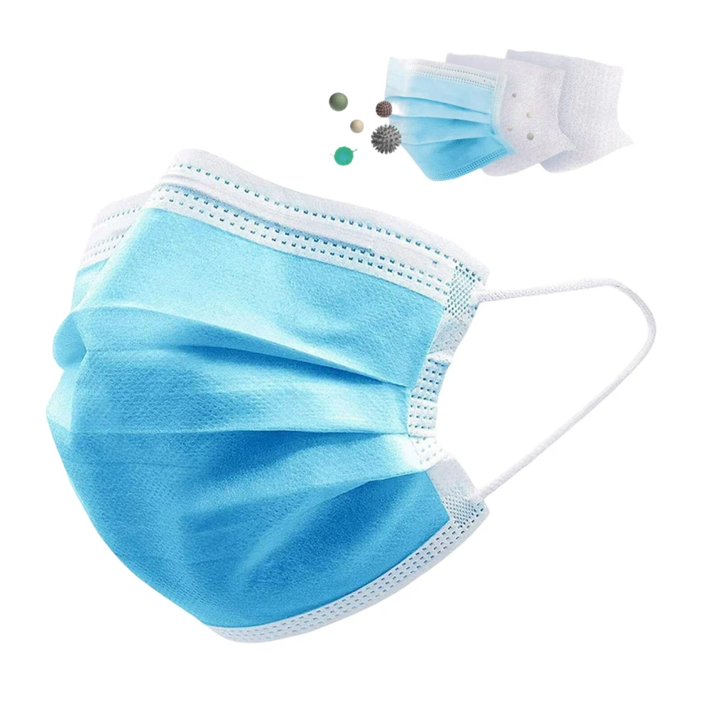 Helmet disposable face mask, 3 layers, blue. 50pcs/box/ masca faciala de unica folosinta. albastra 3