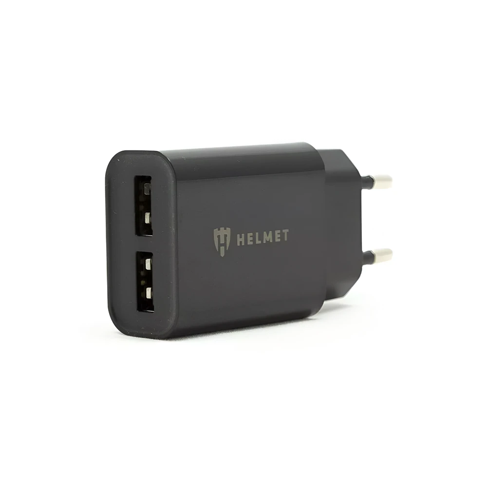 Helmet wall charger 2xusb 2.4a, black 2