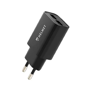 Helmet Wall Charger with Cable USB to Lightning 2xUSB 2.4A, Black	