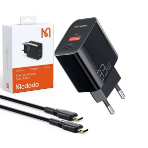 Mcdodo wall charger 1xusb 1xtype-c with cable type-c totype-c 33w, black Thumbnail 2