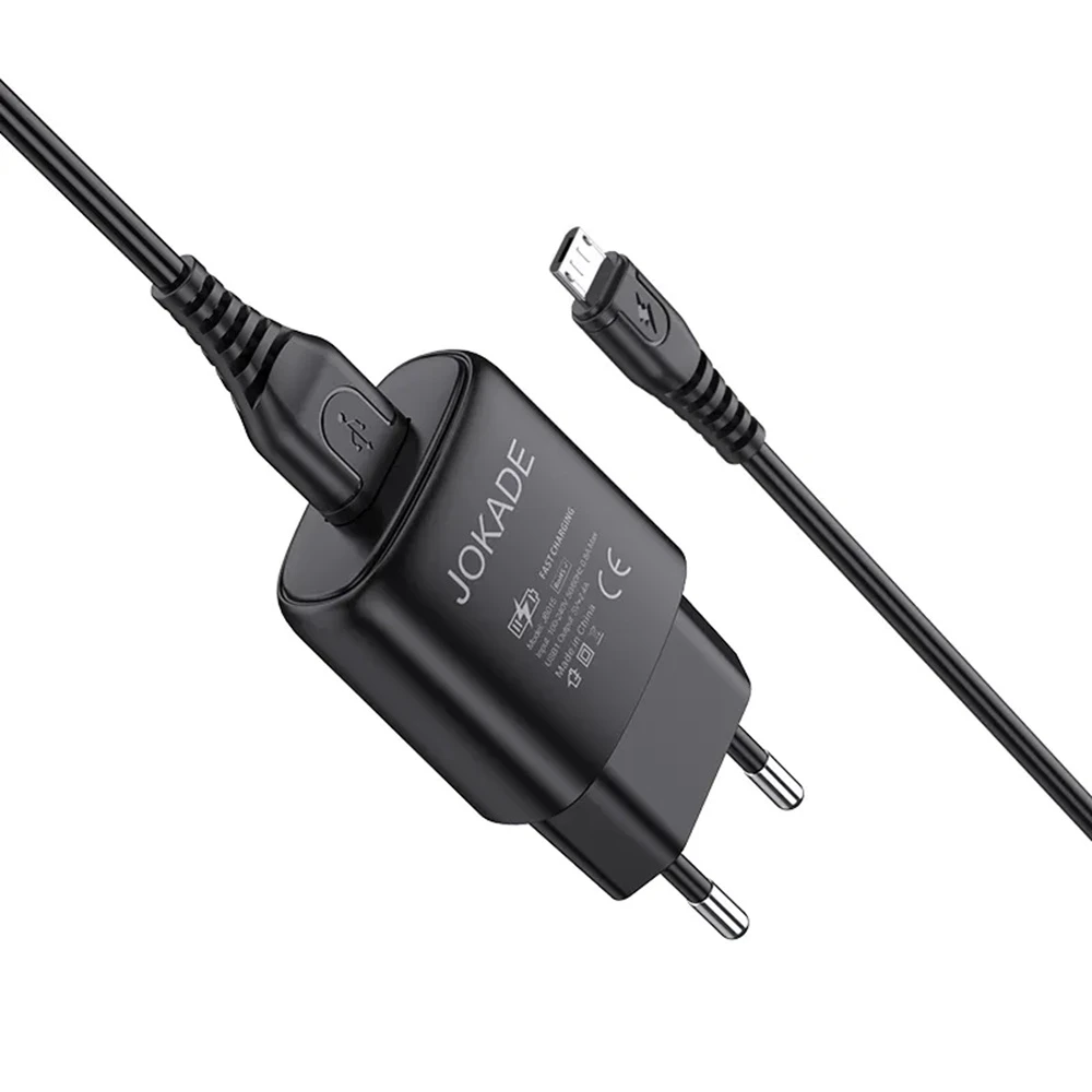 Jokade wall charger with cable usb to micro-usb single port 3a kaer, black 3