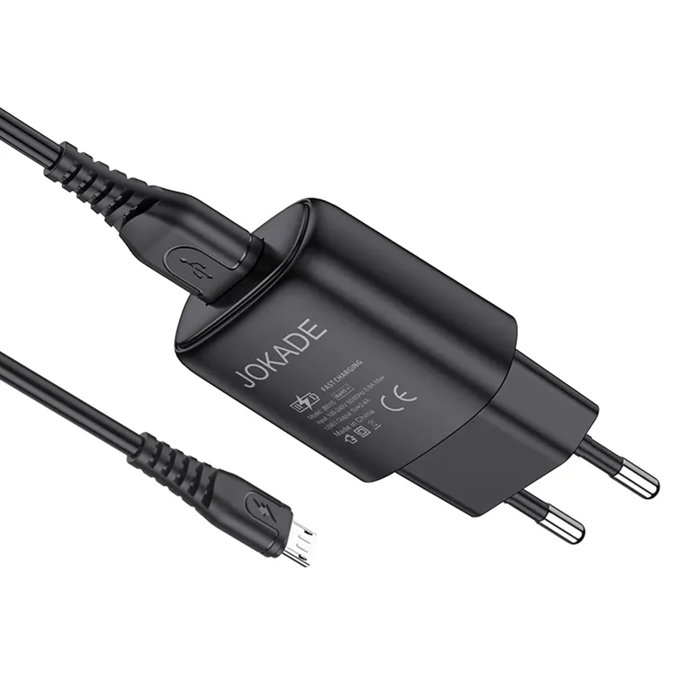 Jokade wall charger with cable usb to micro-usb single port 3a kaer, black 2