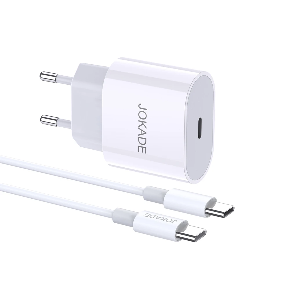 Jokade настенное зарядное устройство 1*type-c с кабелем type-c to type-c 25w max jb010, белый 2