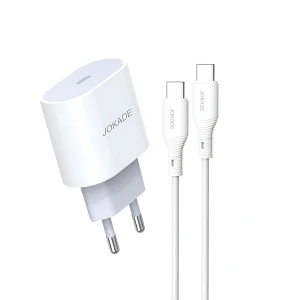 Jokade настенное зарядное устройство 1*type-c с кабелем type-c to type-c 25w max jb010, белый