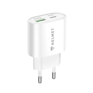 Сетевое зарядное устройство helmet usb/type-c pd, qc3.0 20w, белое