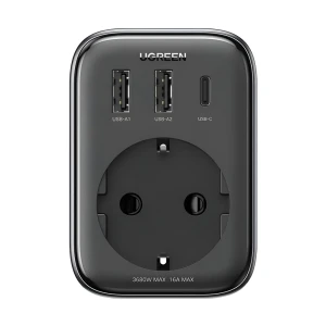 Ugreen удлинитель розеток 30w 2*usb + type-c + ac cd314, черный