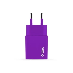Ttec wall charger with cable usb to type-c 2.4a (1.2m) smart travel, purple Thumbnail 2