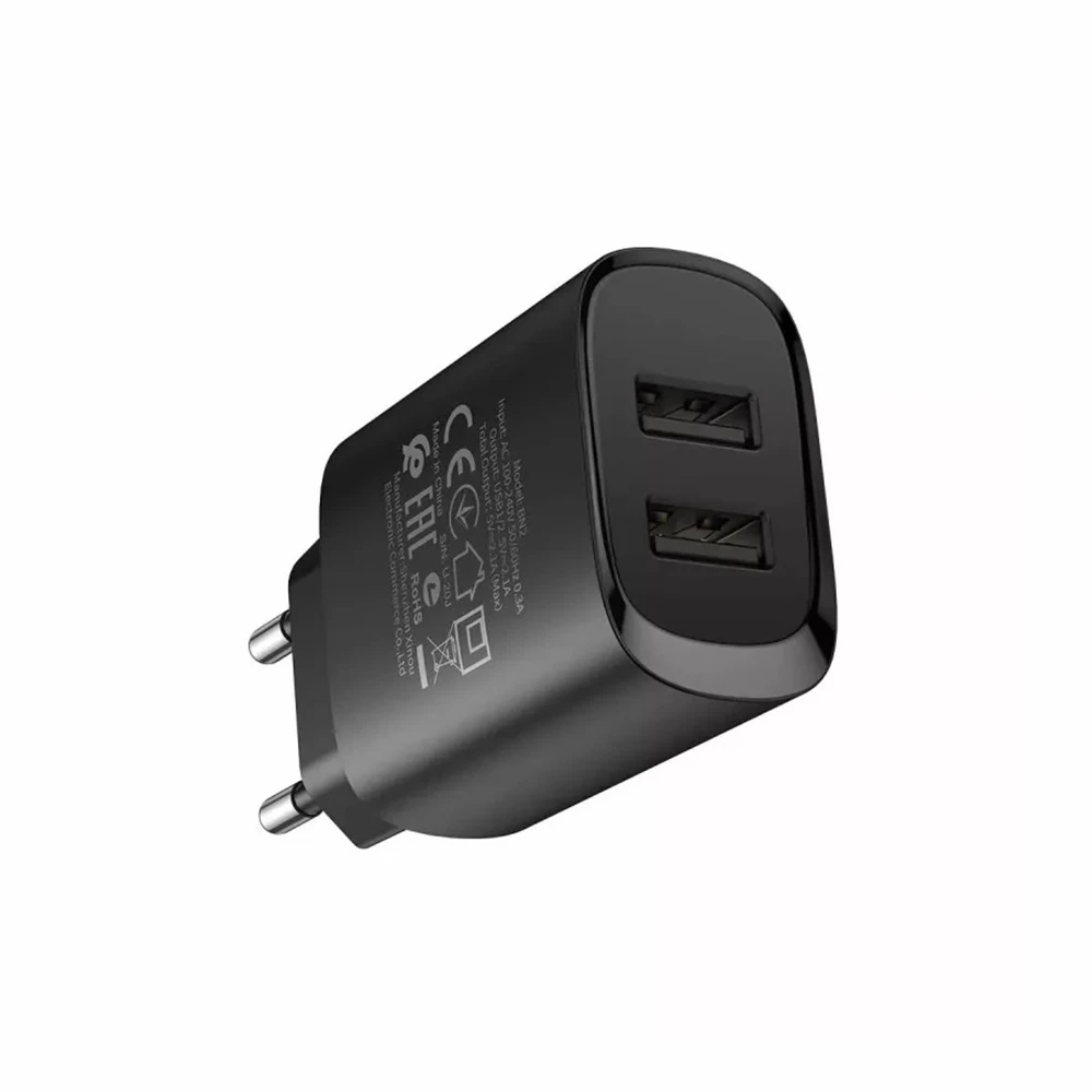 Borofone wall charger 2xusb 2.1a bn2 (eu), black 2