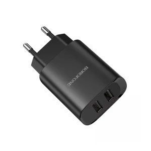 Зарядное устройство borofone wall charger 2xusb 2.1a bn2 (eu), черное