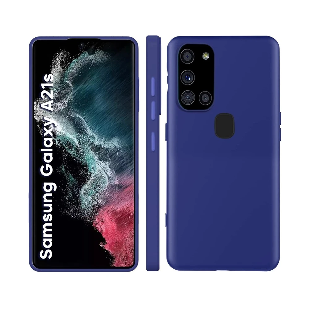 Чехол liquid silicone для samsung a21s, синий 2