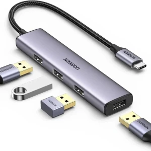 Ugreen hub 4in1 type-c 3.0 to 4*usb-a 3.0, power port, up to 5gpbs cm473, silver Thumbnail 2